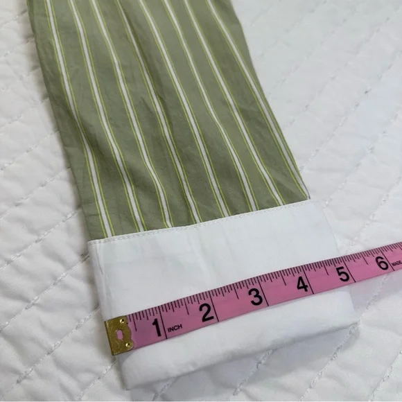 Tuckernuck Pomander Place Rohan Shirt Dress Green Striped Long Sleeves Pockets - Picture 11 of 16